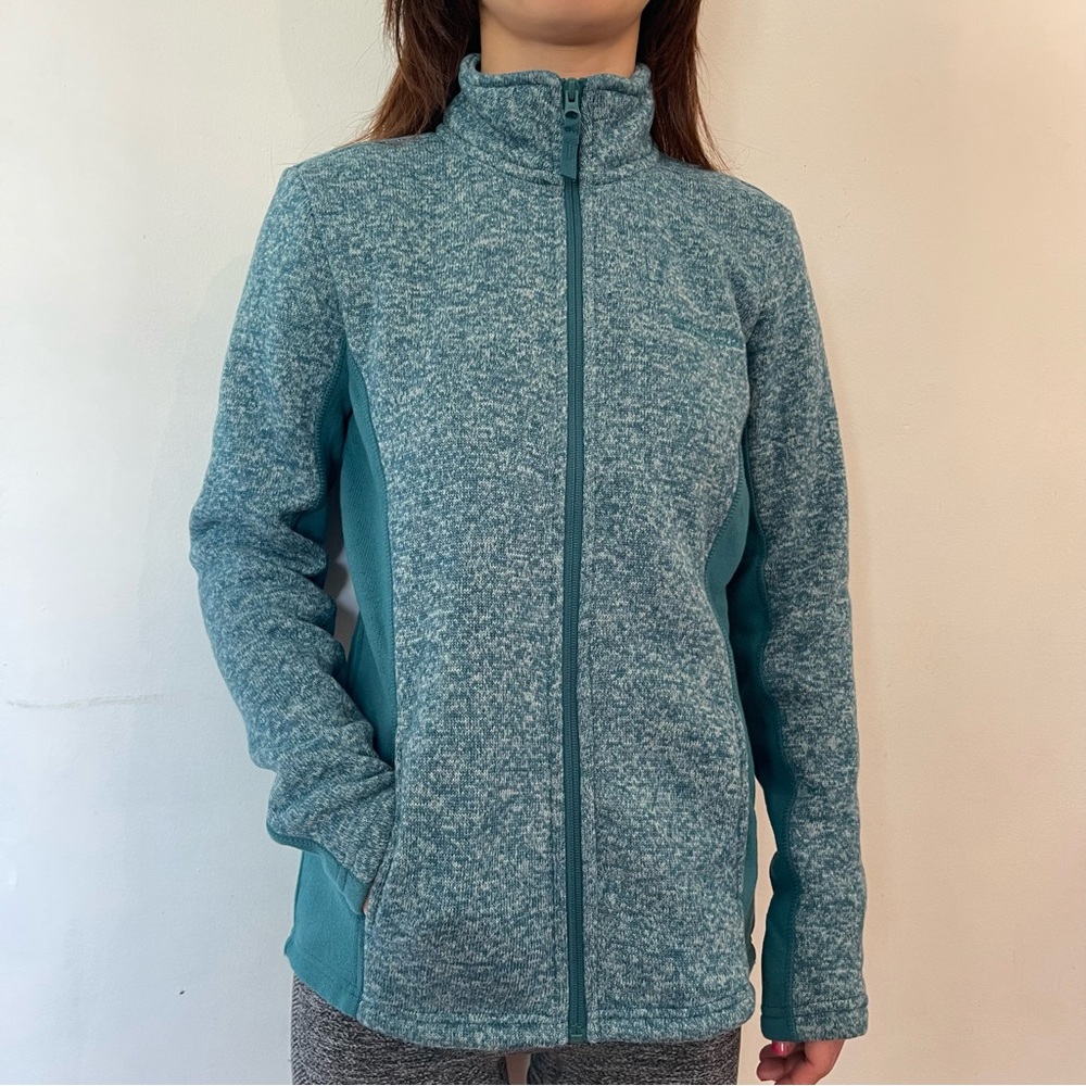 Teal Full-Zip Utility Jacket with Stand Collar